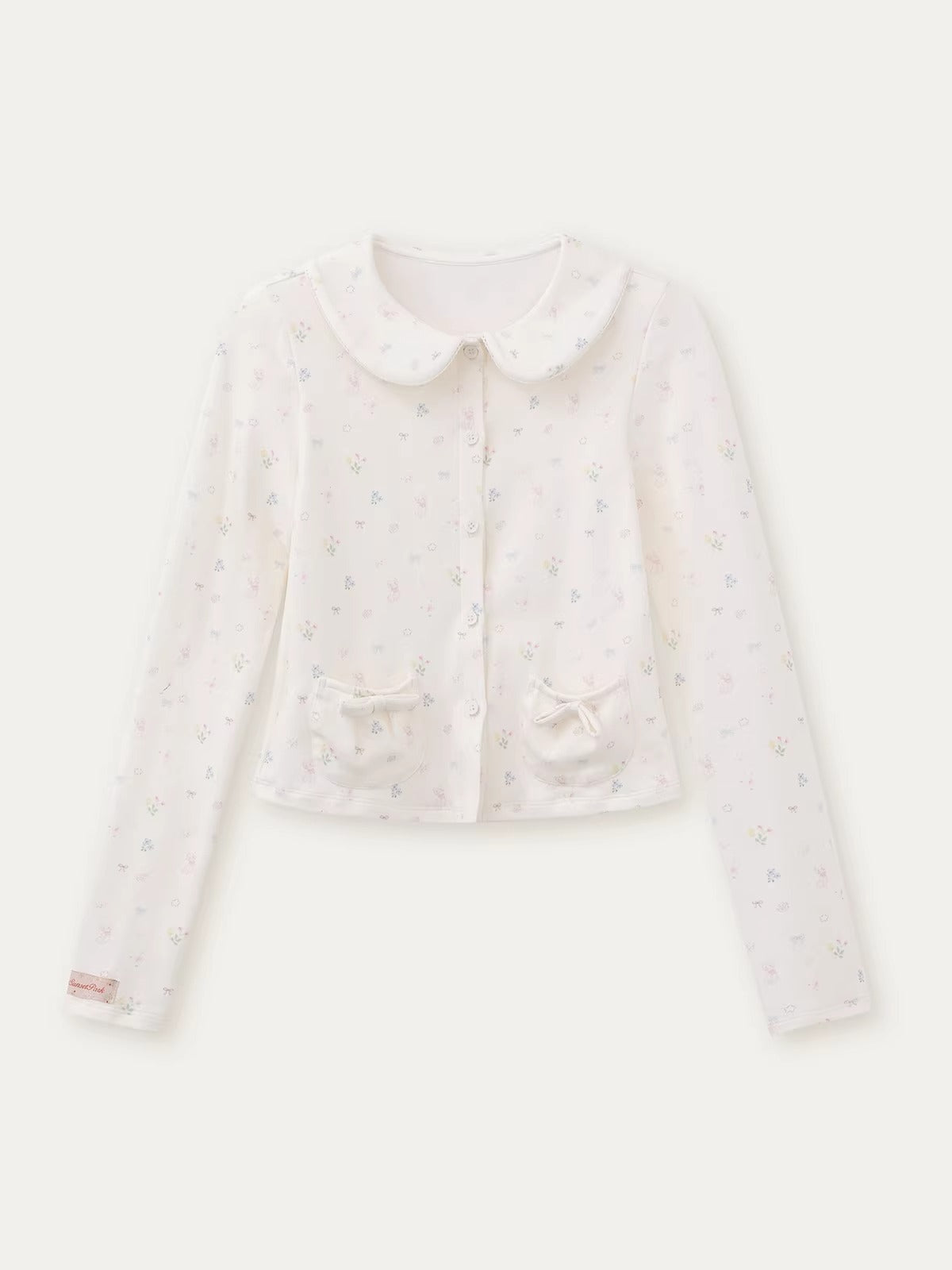 Floral Collar Cardigan & Shorts Set