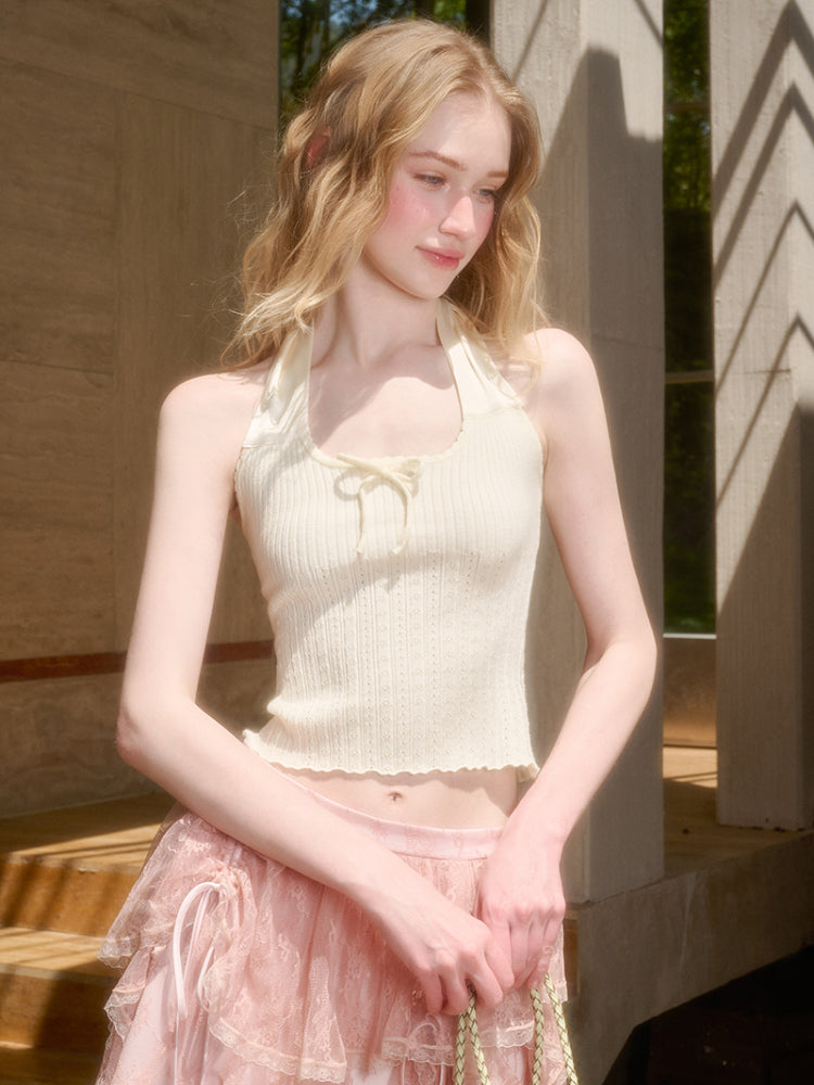 Bow-Halter Knit Camisole