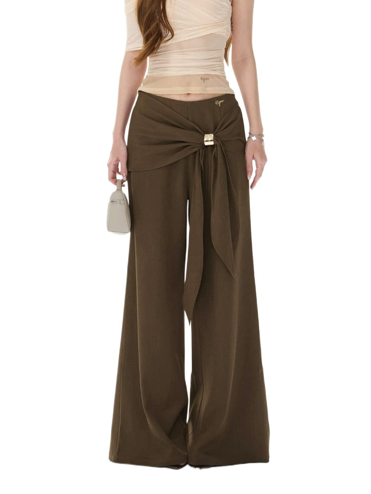 Metal Button Wide Leg Pants