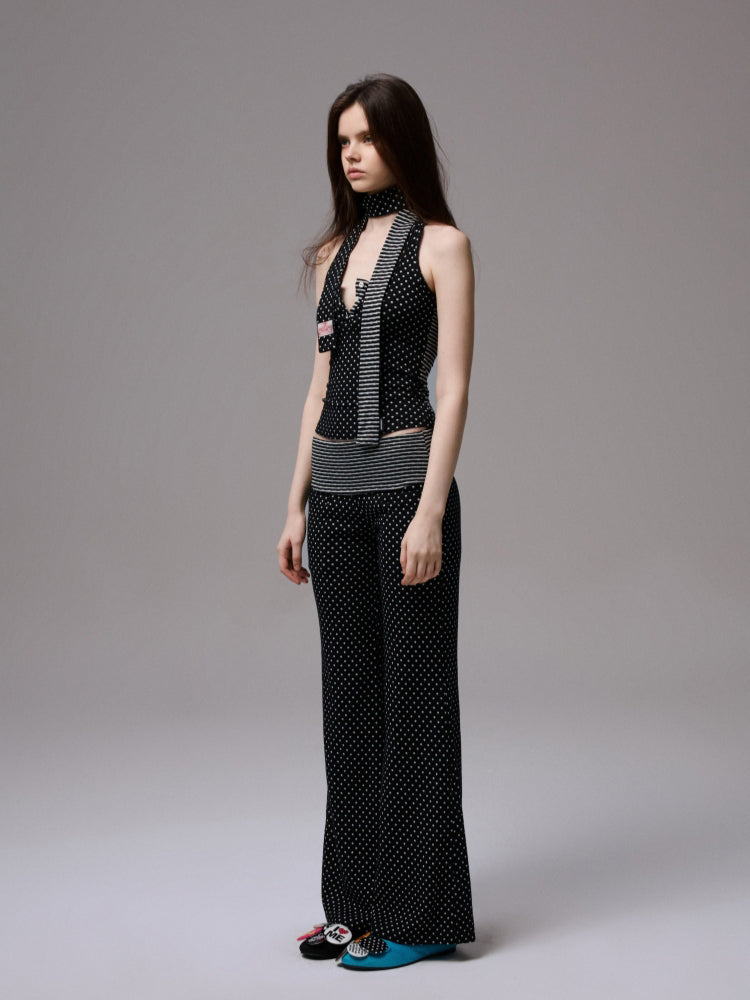 Polka Dot Stripe Double-Sided Tank Top & Pants Set