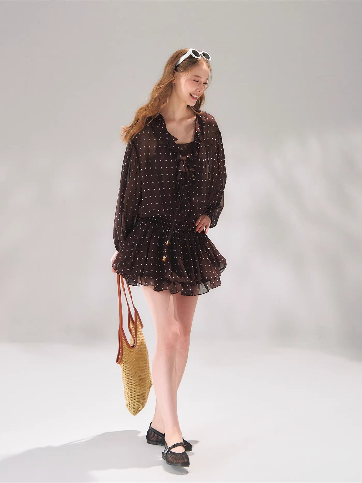 Beaded Ruffle Chiffon Dress