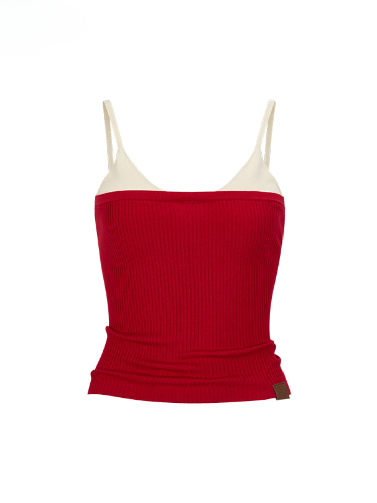 Color-Block Spliced Strap Vest