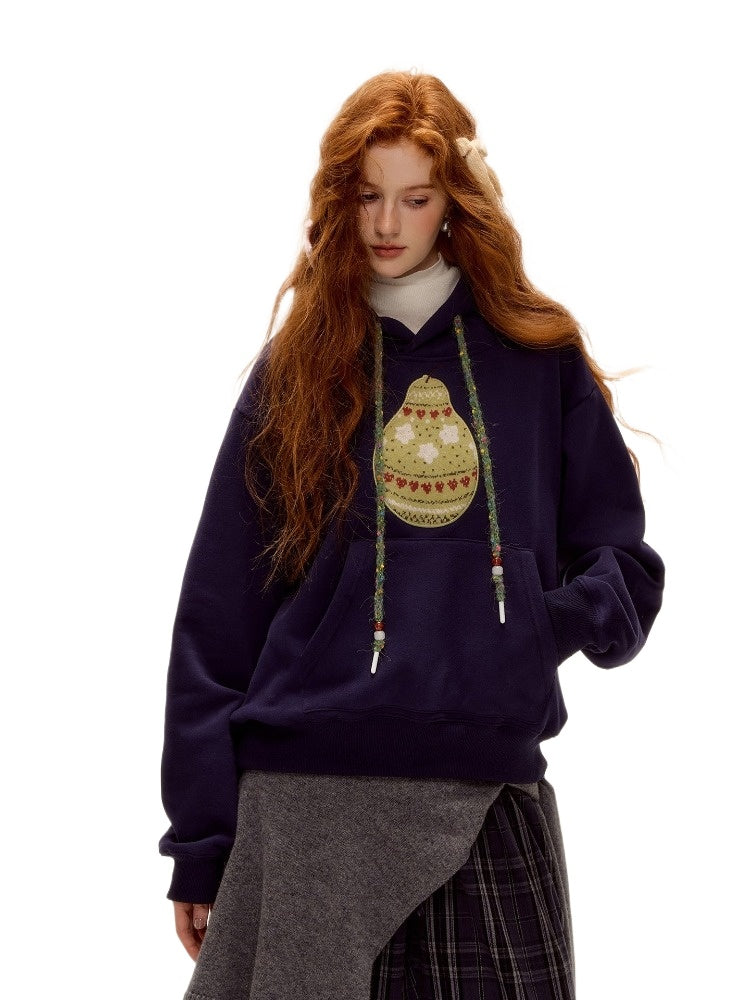 Fair Isle Knit Pear-patterned Hoodie