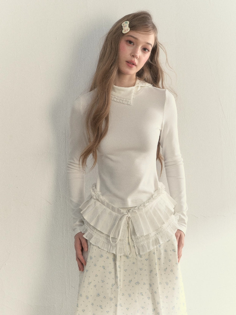 “Layered Essential” Pleated Panel Knit Top
