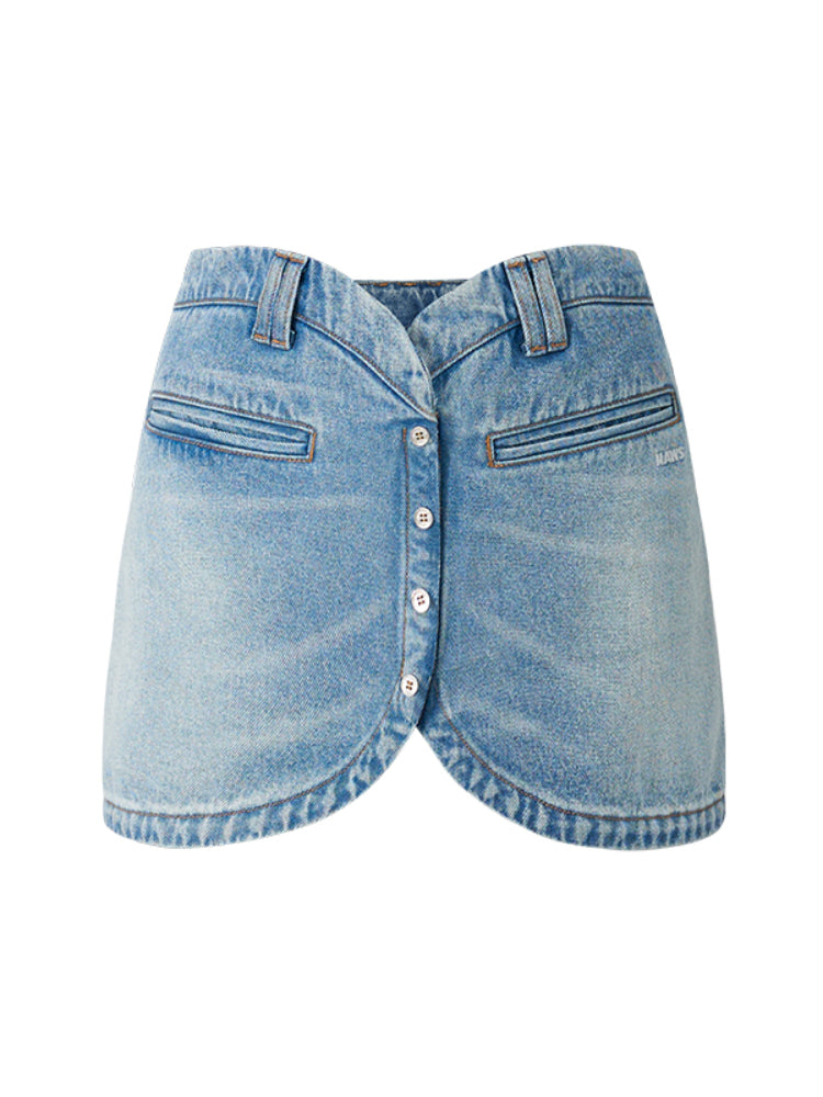 Washed Drapey Effect Slimming High-Waist Skirt