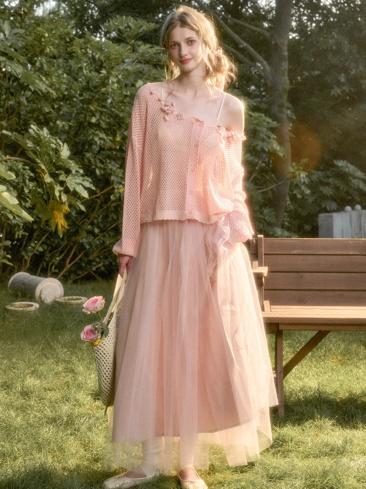 Cool Ice Silk Flower Hollow Cardigan