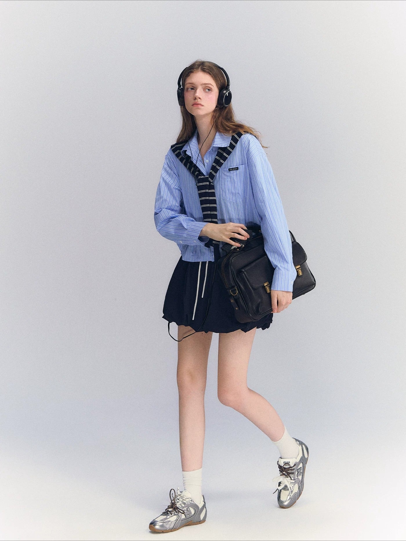 Striped Drawstring Shirt Set