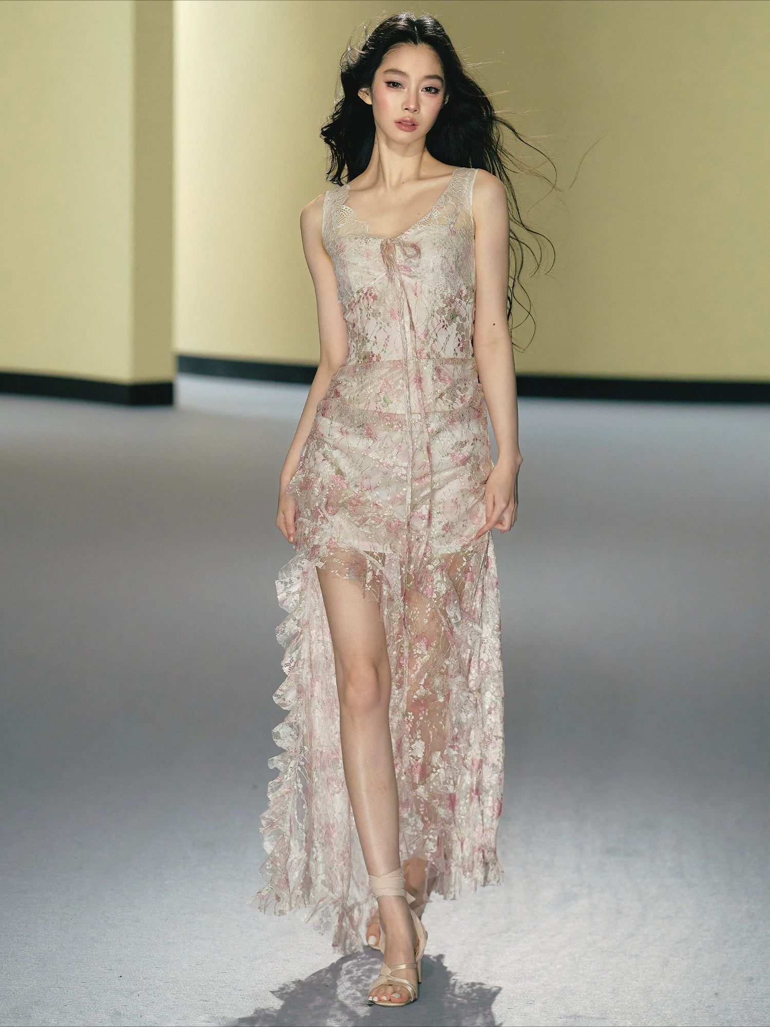 Floral Lace Slip Maxi Dress