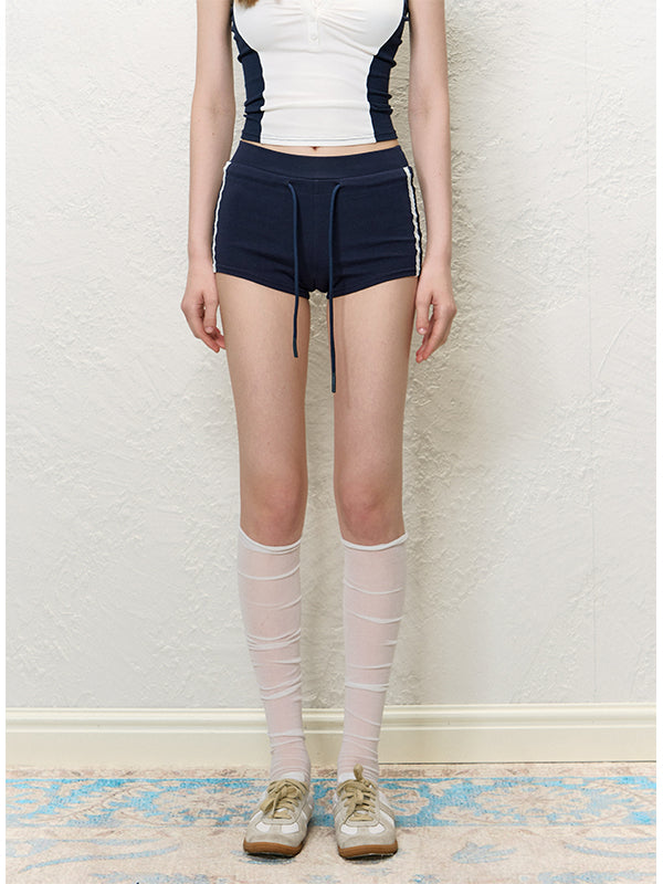 White Lace Polo T-Shirt & Shorts Set