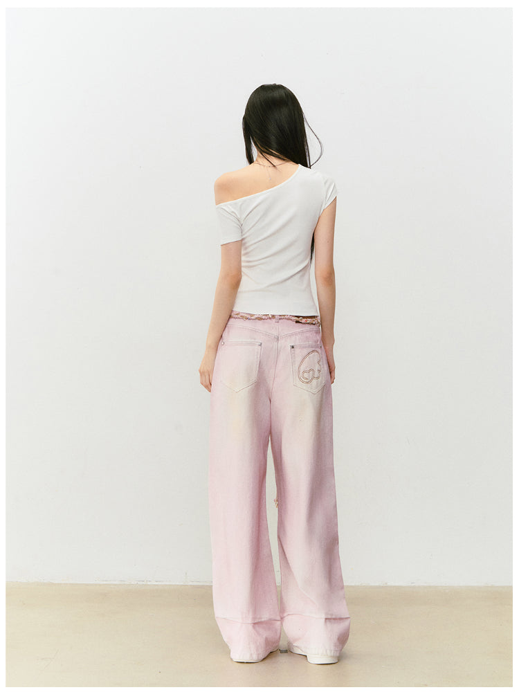 Pink Washed Distressed Jeans