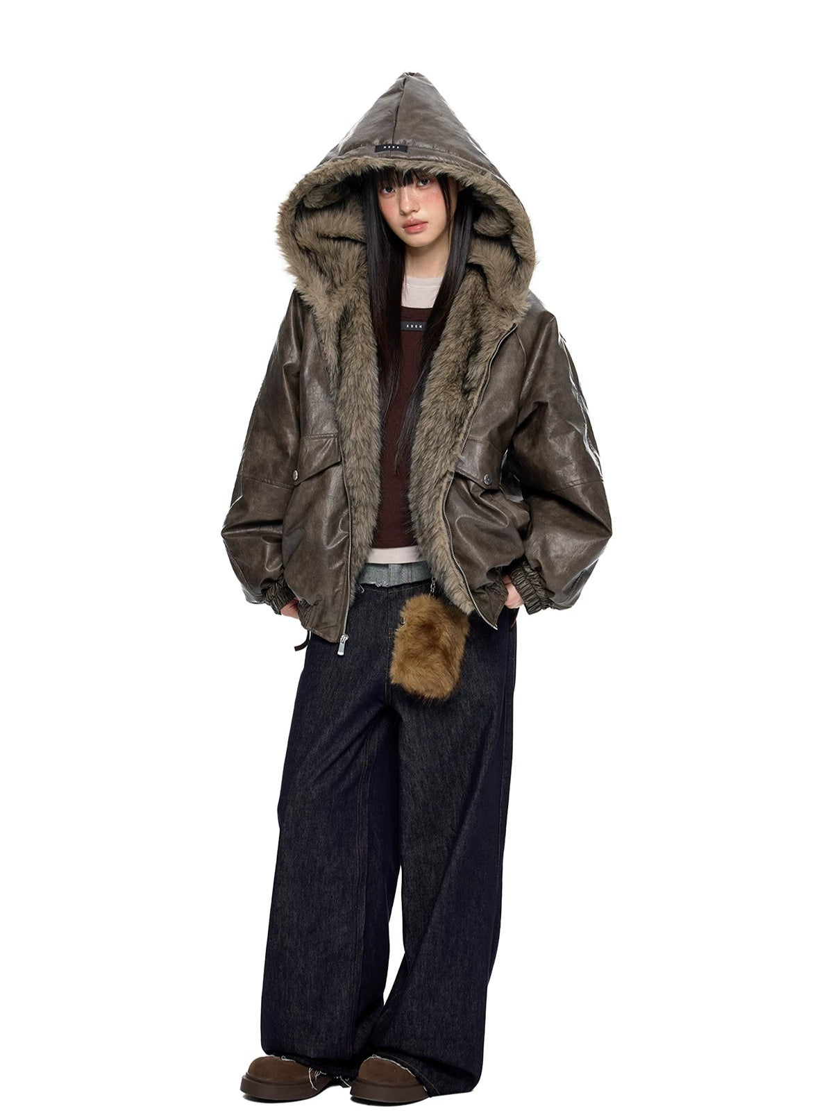 Fur Hood Pocket Puffer Jacket