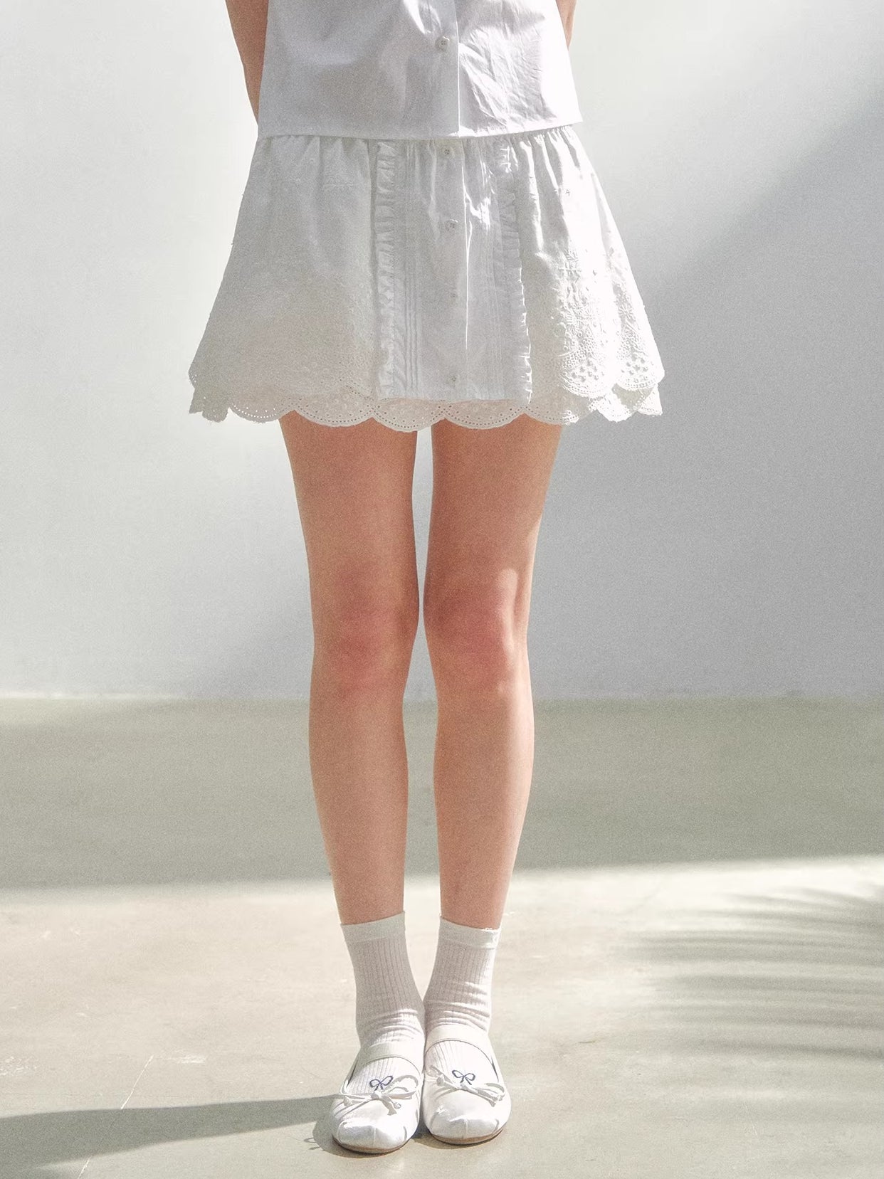 Embroidered Cotton A-Line Skirt