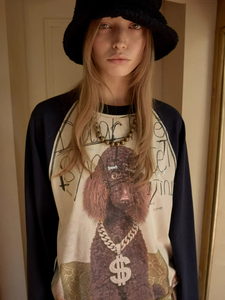 Bone Rhinestone Raglan Tee