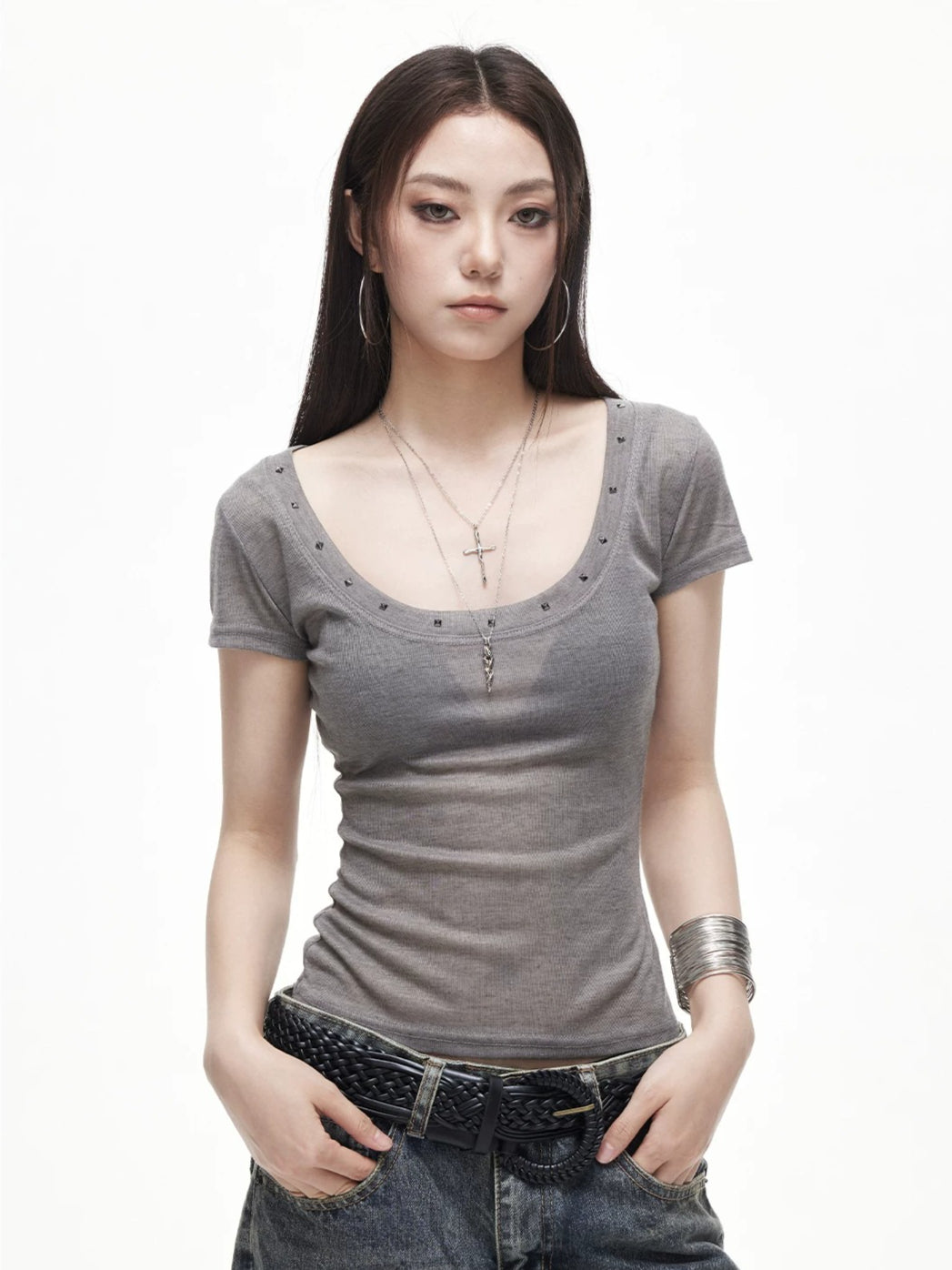 Rivet V Neck Tee