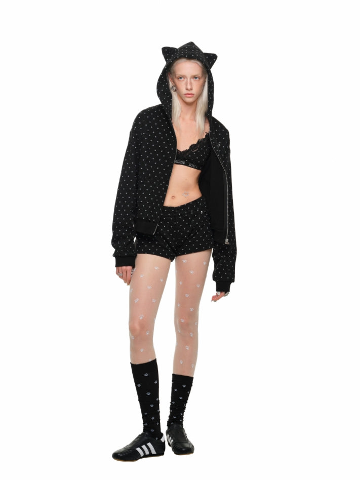 Cat Paw Polka Dot Sweatshorts