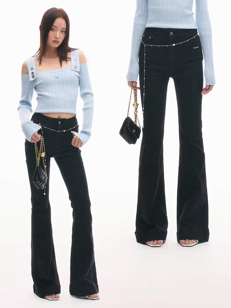 +5CM N1 Washed Skinny Bootcut Jeans