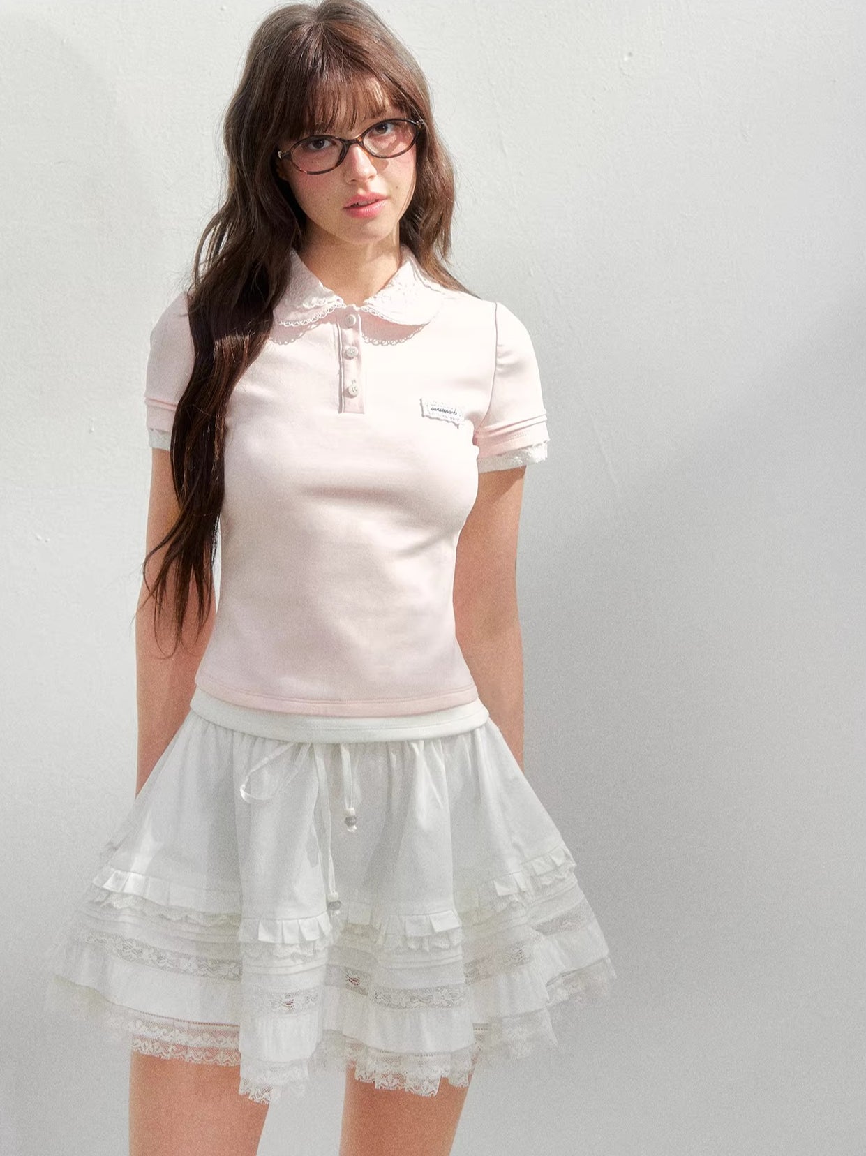 Pink Embroidered Collar Polo