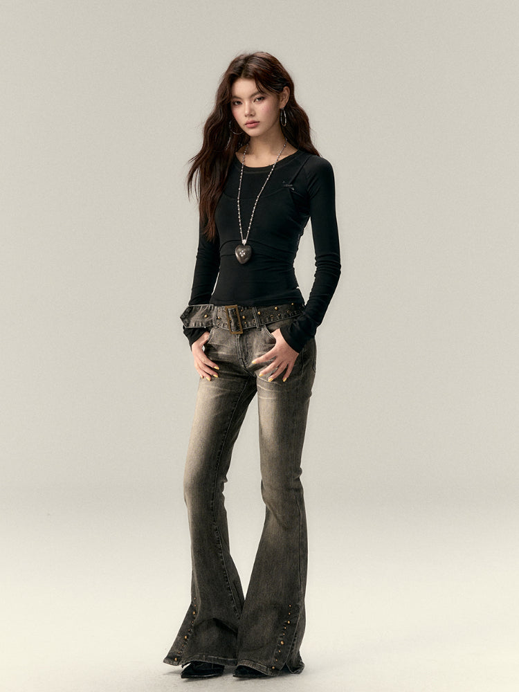 Butterfly Bow Vest & Base Layer T-Shirt Long-Sleeve Set