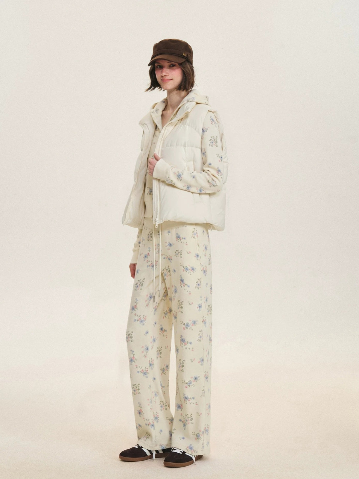 Floral Waffle Hoodie & Pants Set
