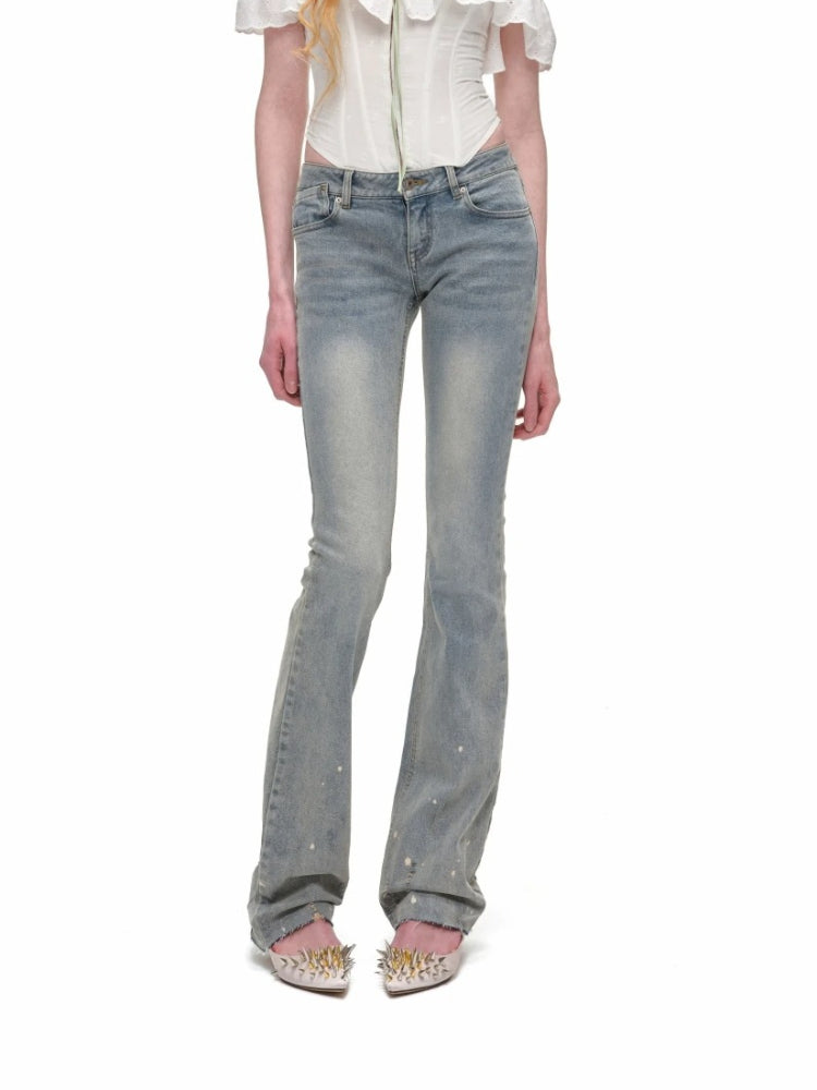 Embroidered Flared Denim Pants