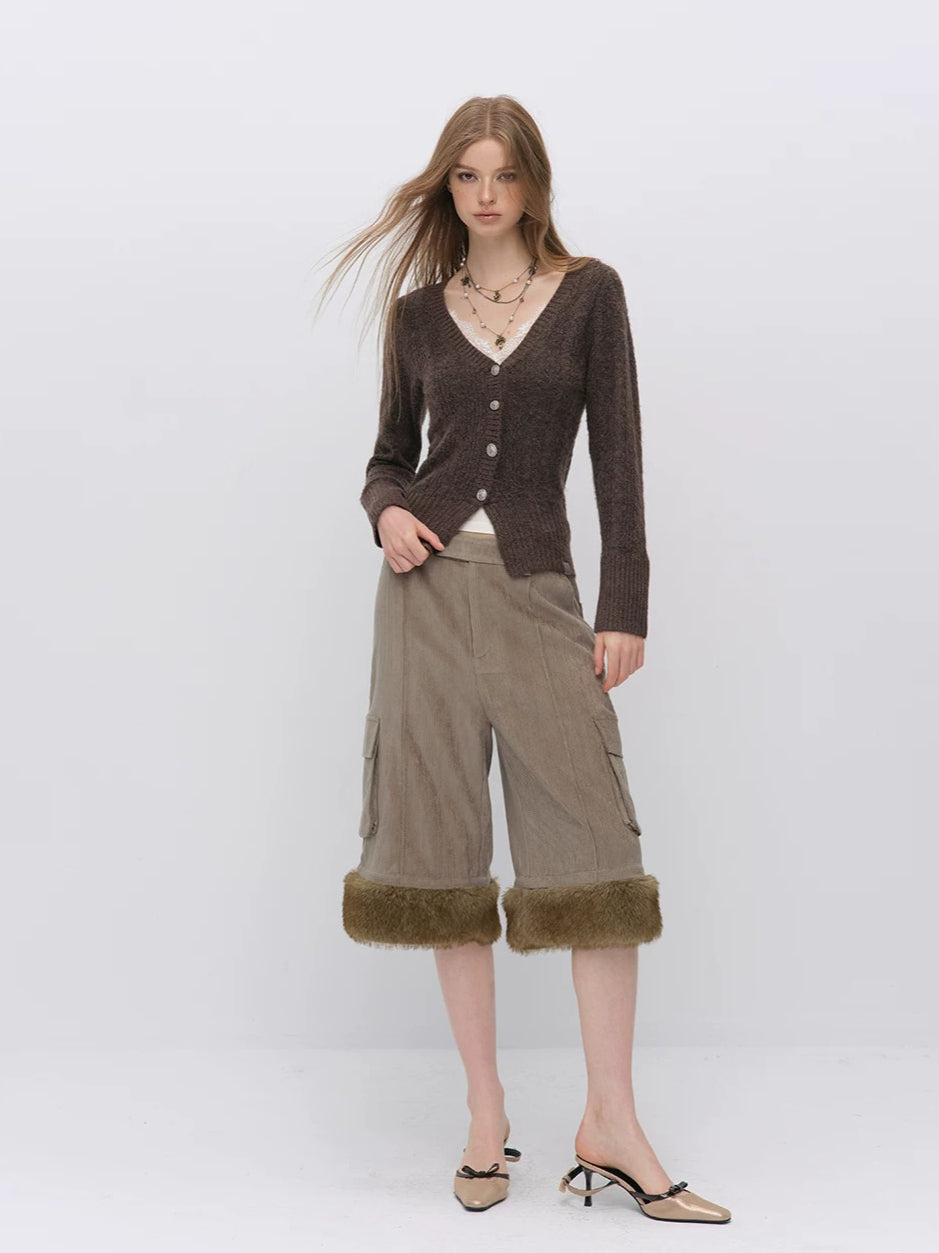 Cable-Knit V-Neck Cardigan