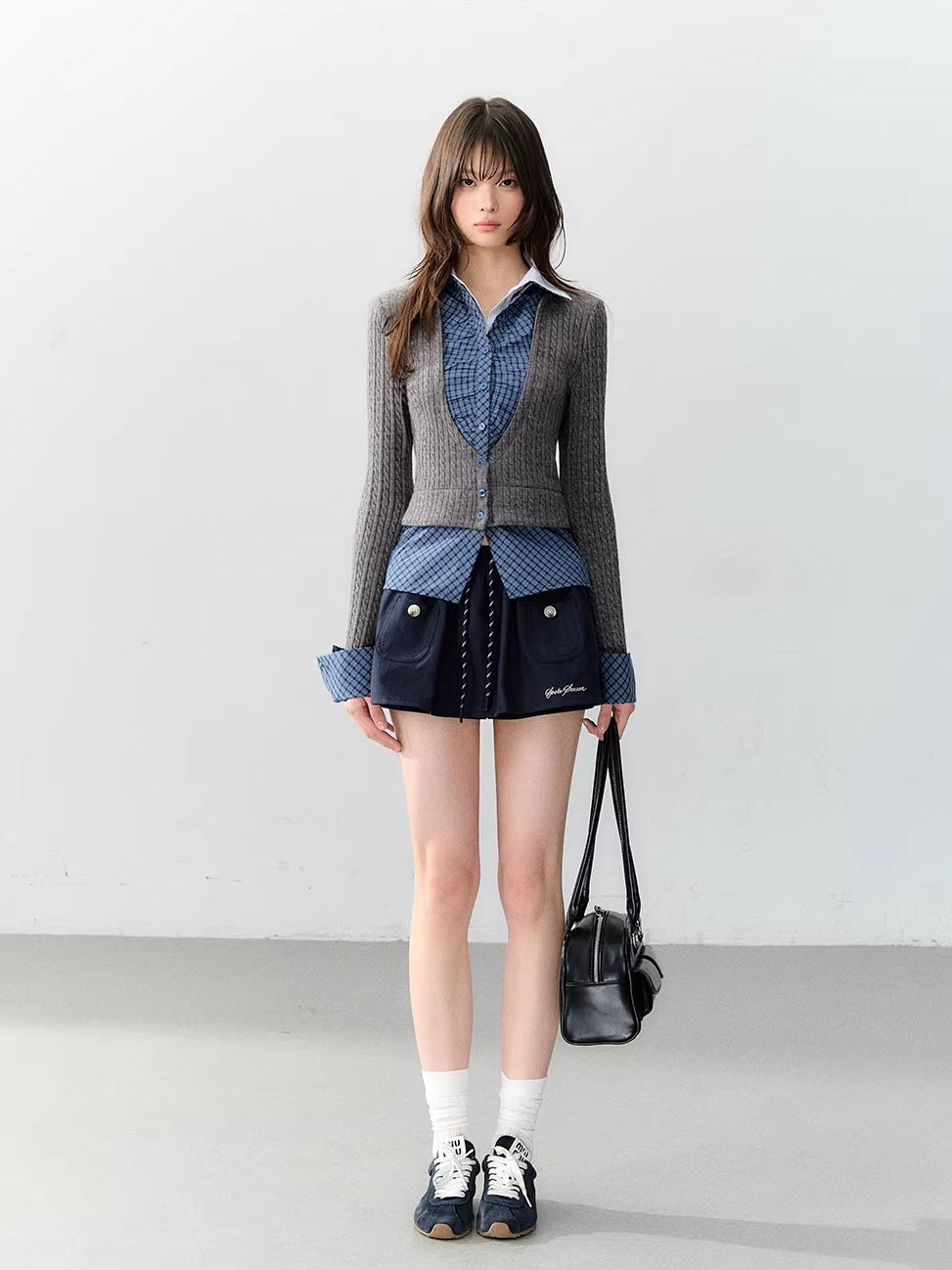 Cable Knit Layered Blouse
