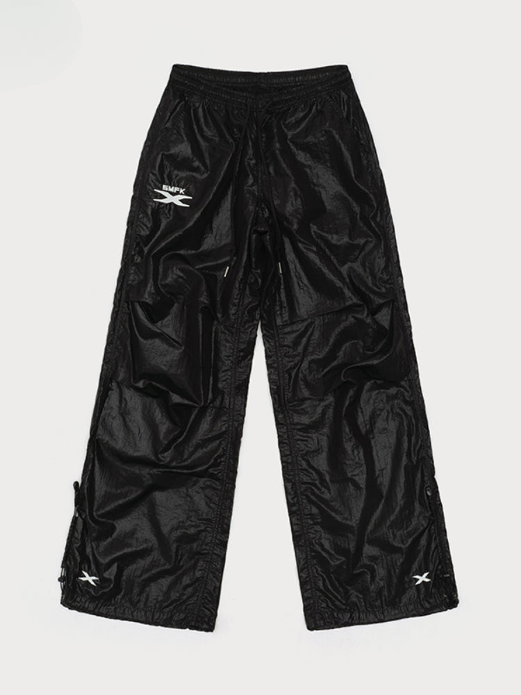 Embroidered Ultra-Light Wide-Leg Workout Pants