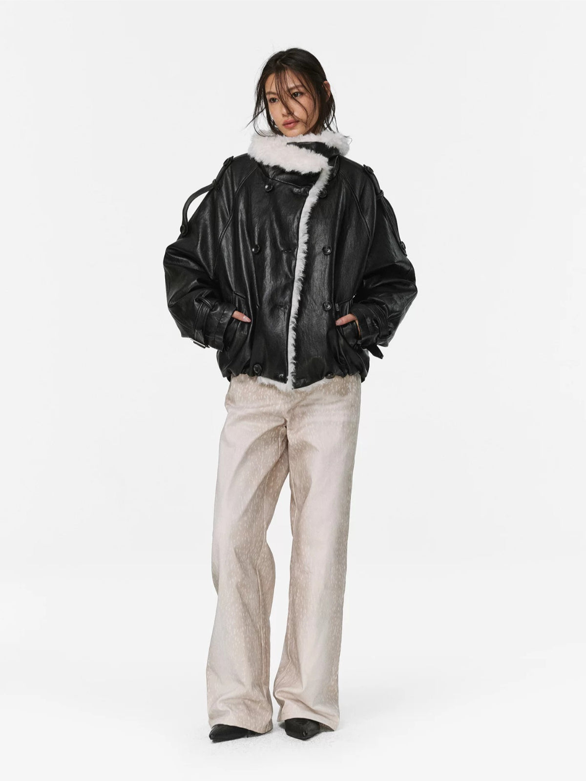 Midnight Fur Collar Leather Jacket