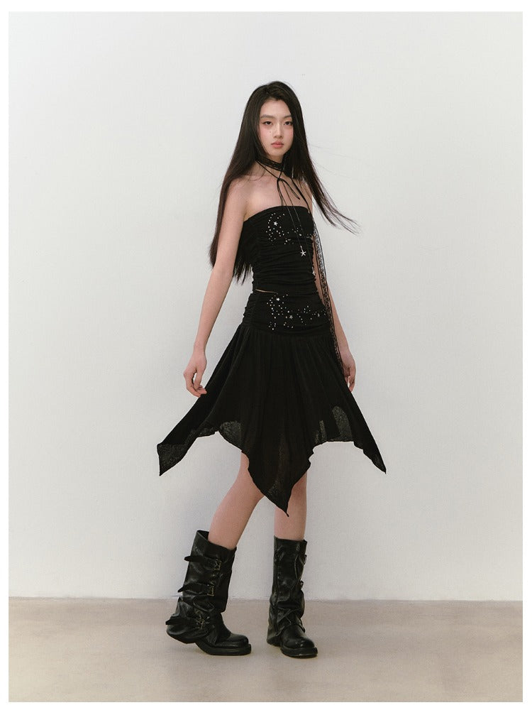 Star Beaded Ruffled Bandeau & Skirt Set