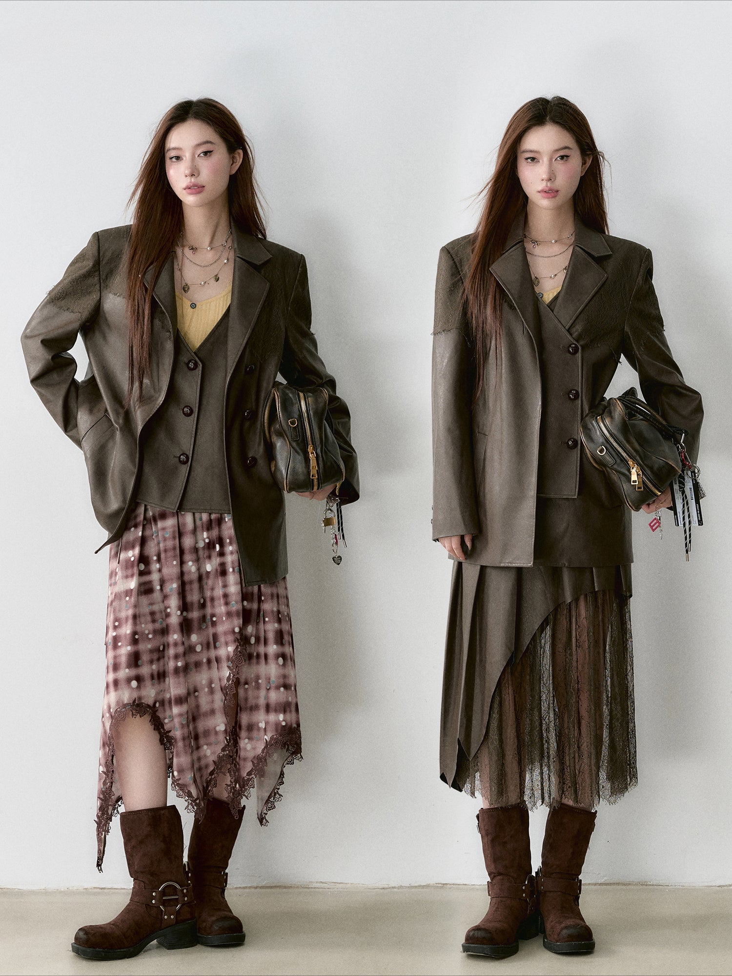 Structured Laced Leather Blazer