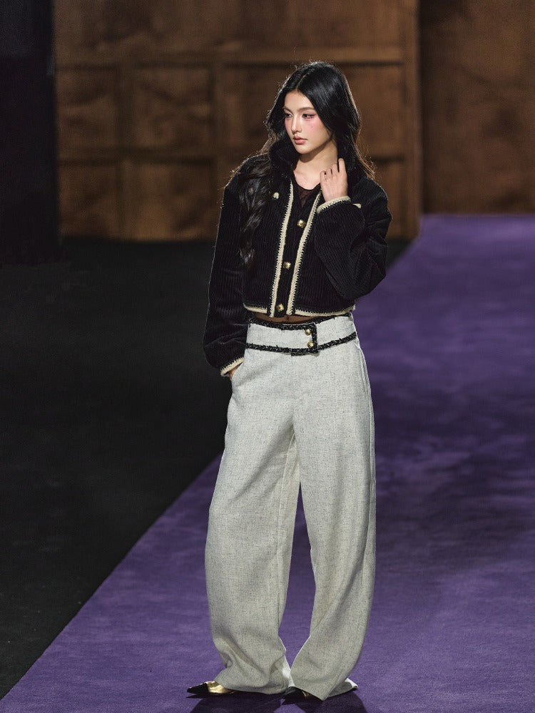 Wide-Waist Tailored Trousers