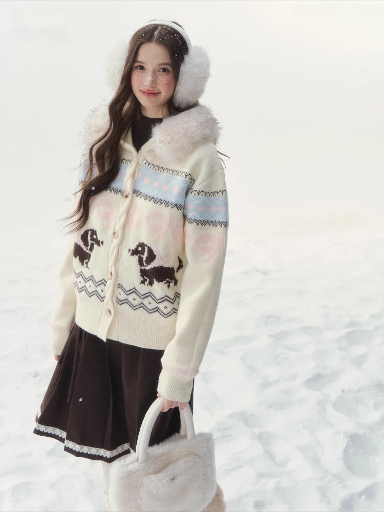 Vintage Fair Isle Dachshund Cardigan