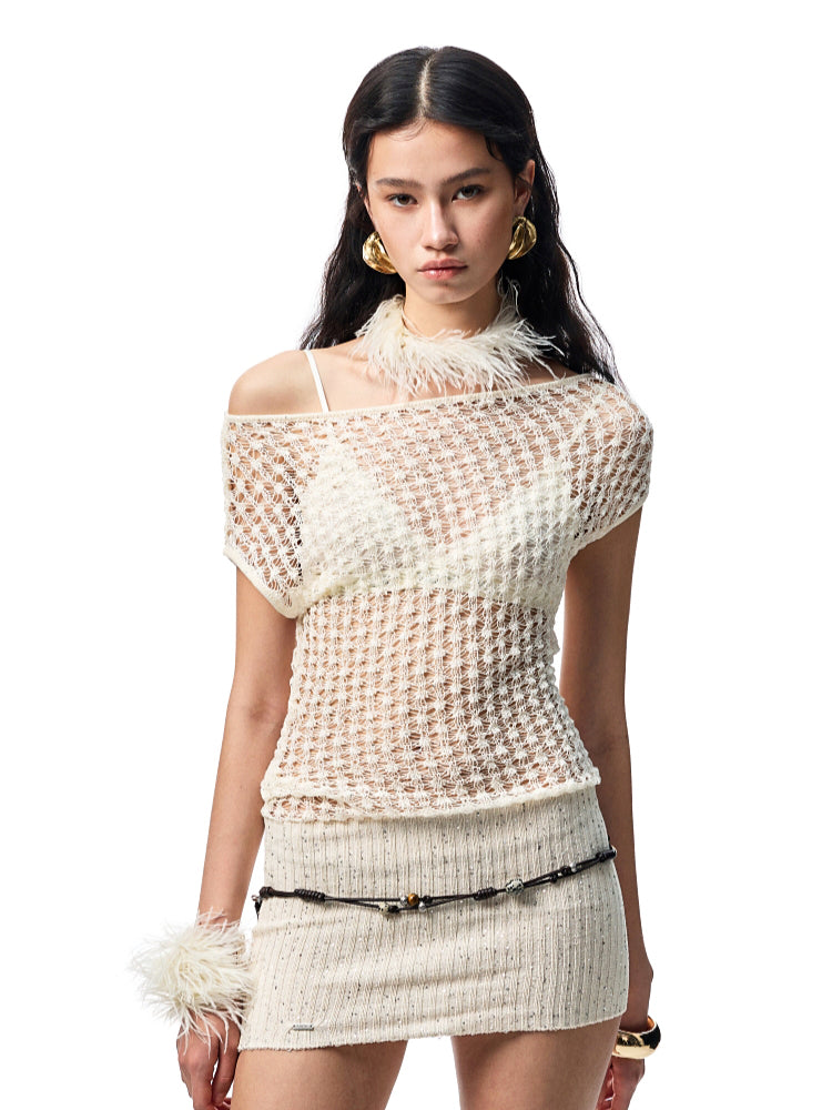 Off-Shoulder Body-Hugging Hollow-Out Dress