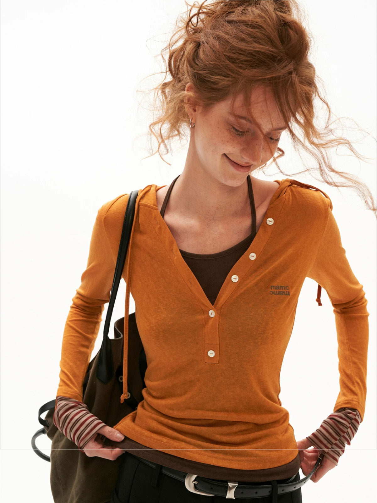 Layered Hooded Contrast Top