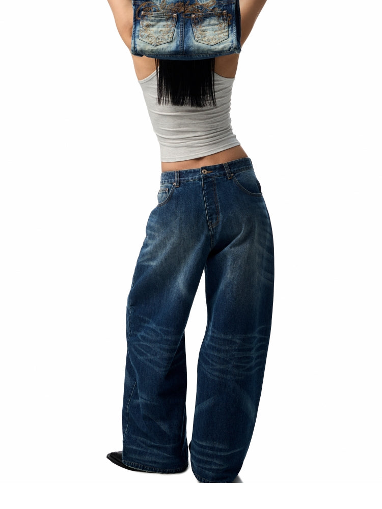 Vintage Wash Detachable Knife Denim Skirt Pants