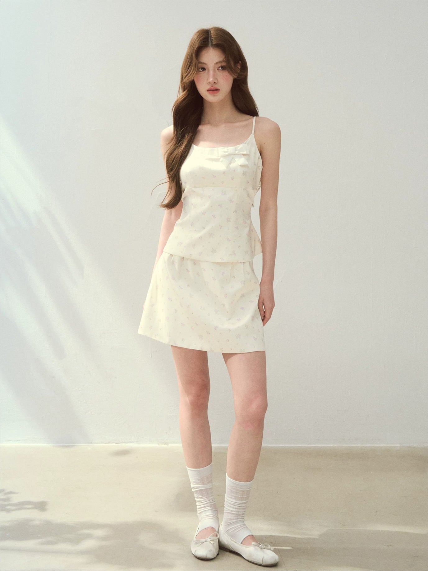 White Floral Satin Set