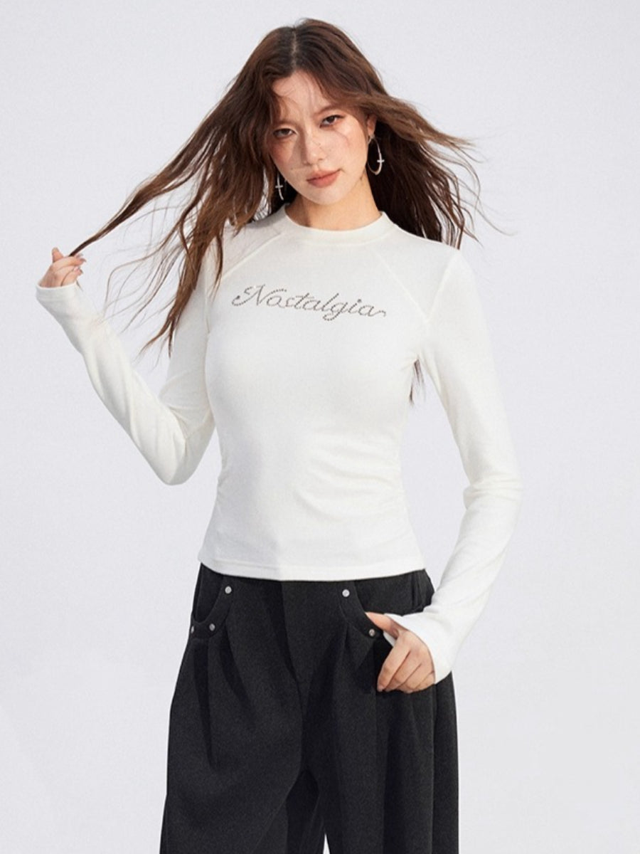 Rhinestone Fleece Knit Top