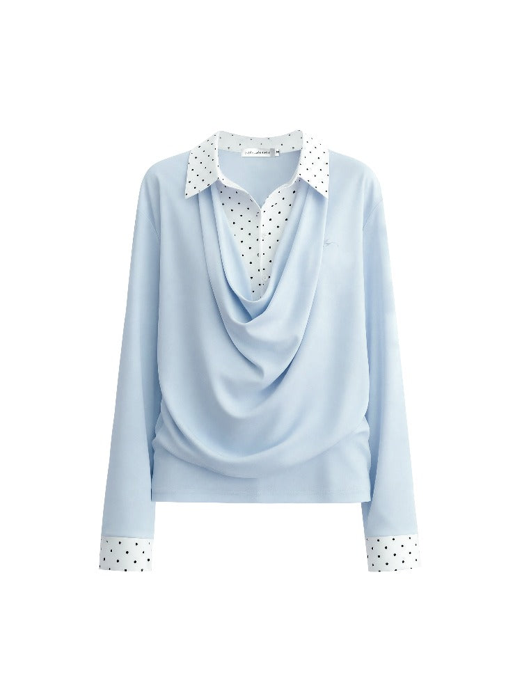 Polka Dot Layered Drape Top