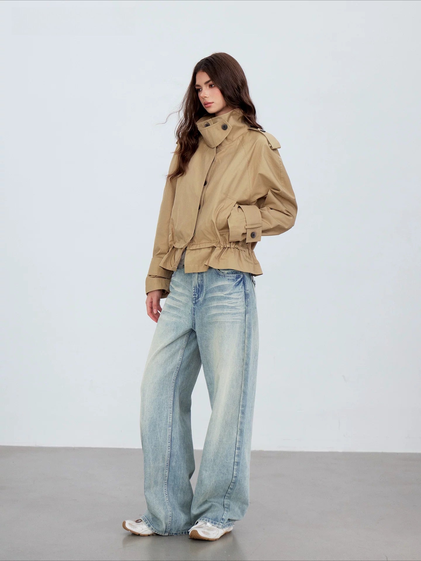 Khaki Drawstring Utility Jacket