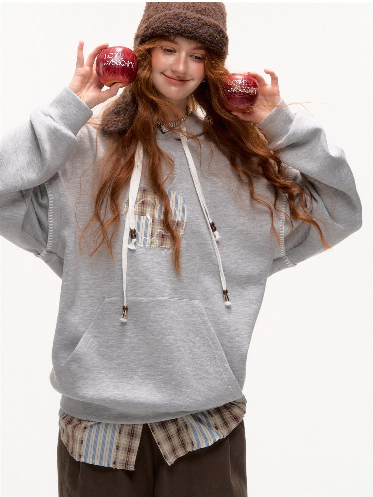 Apple Patch Two-Piece Layered Hoodie