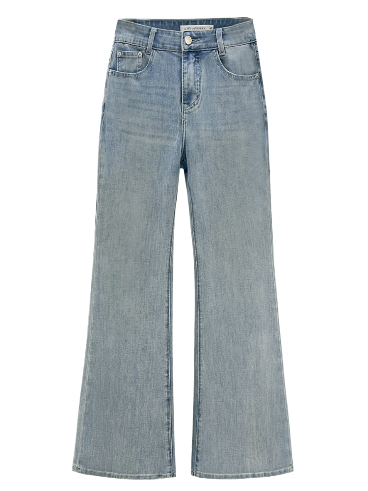 Washed Blue Slim-fit Micro-flare Jeans