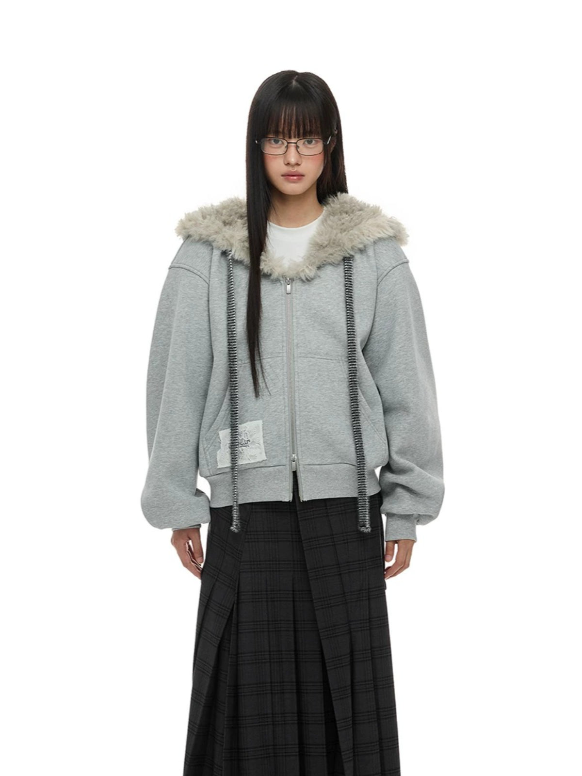 Fur Collar Hooded Sweatshirt