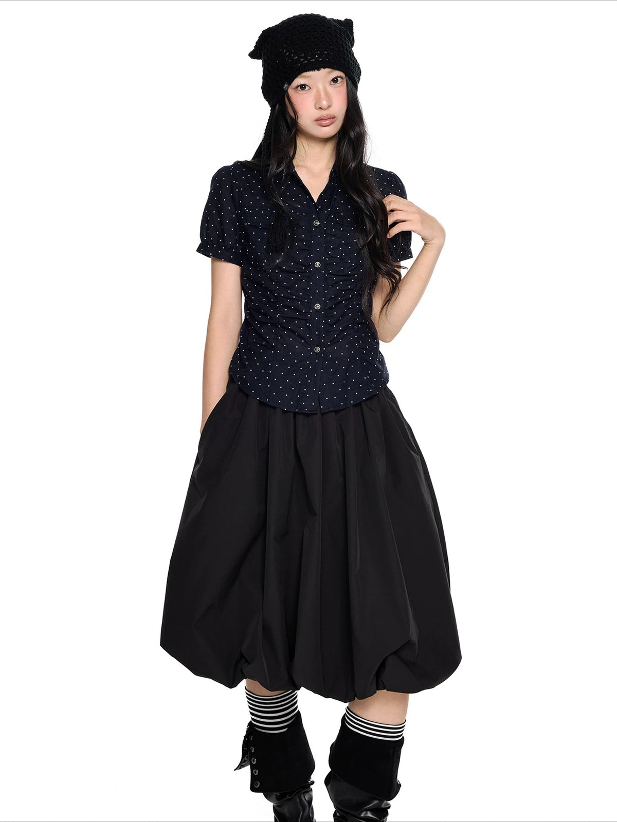 Ruched Puff Sleeve Shirt