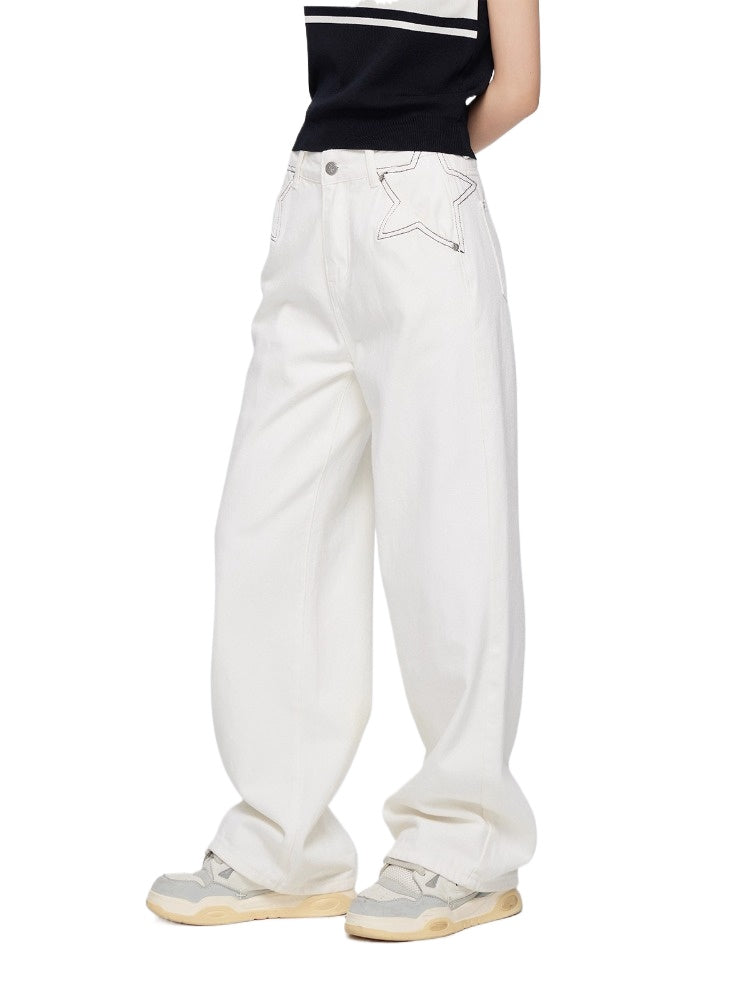 Star Denim Wide-Leg Pants