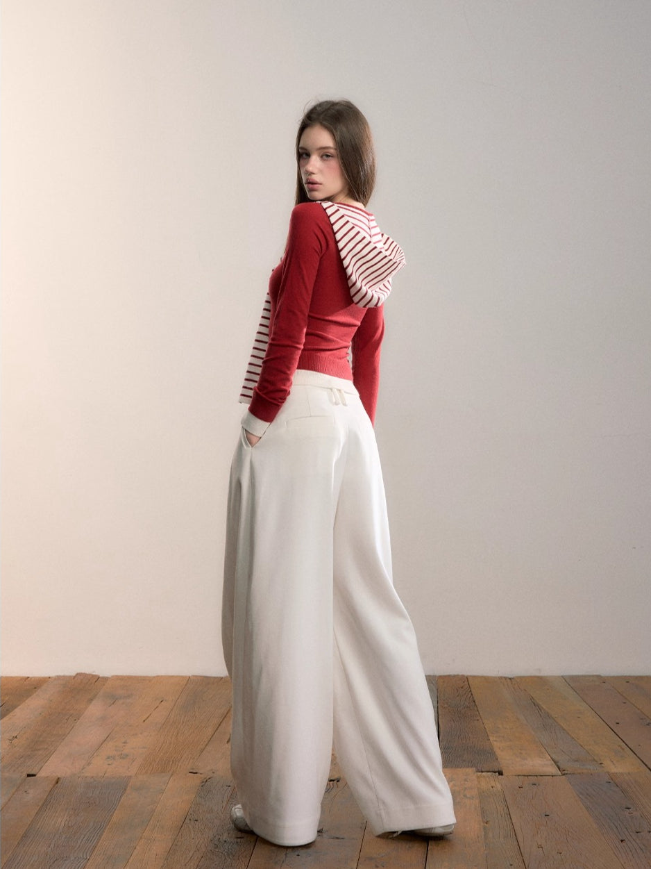 Contrast Hooded Knit Top