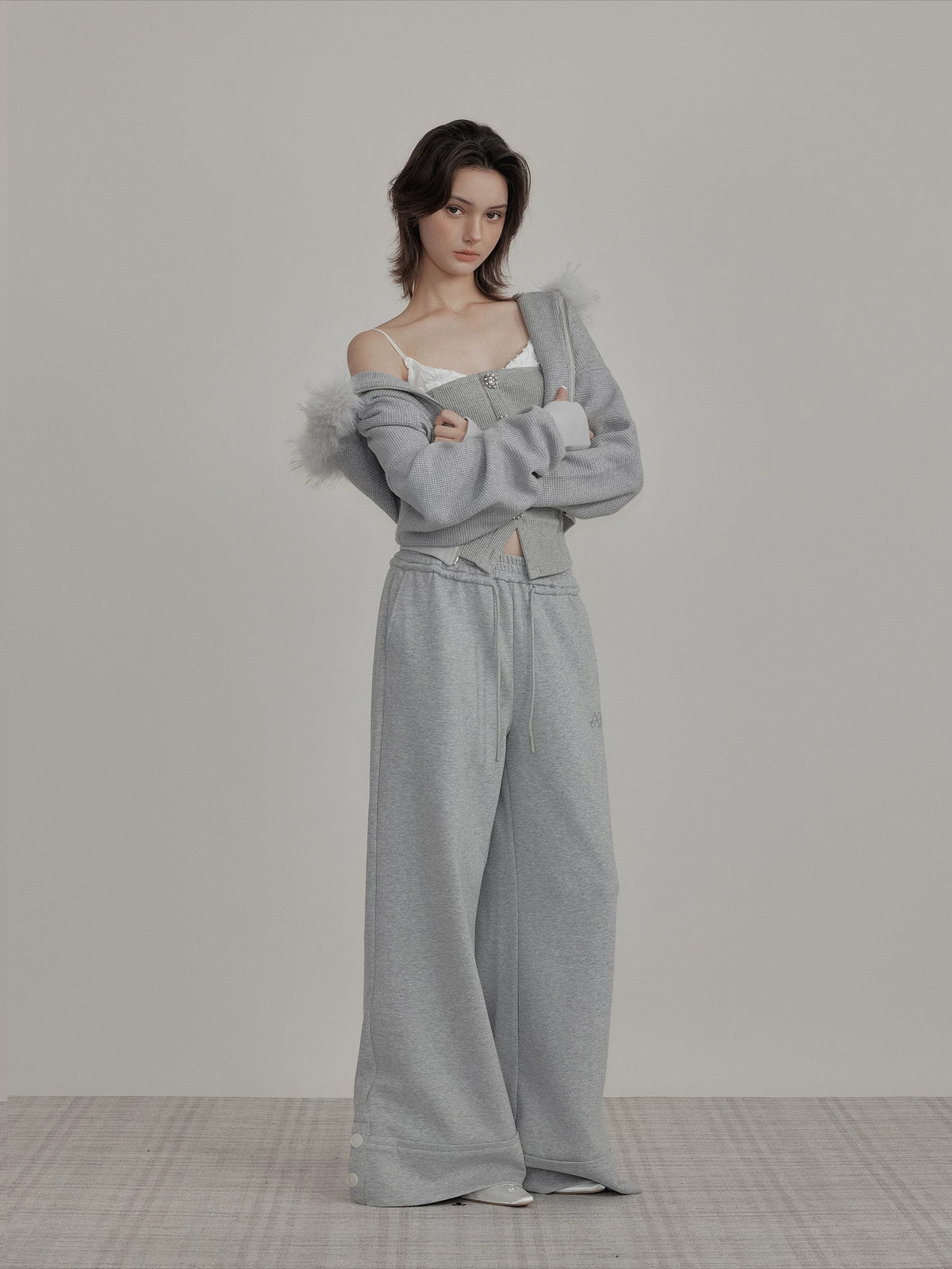 Gray Straight Sweatpants