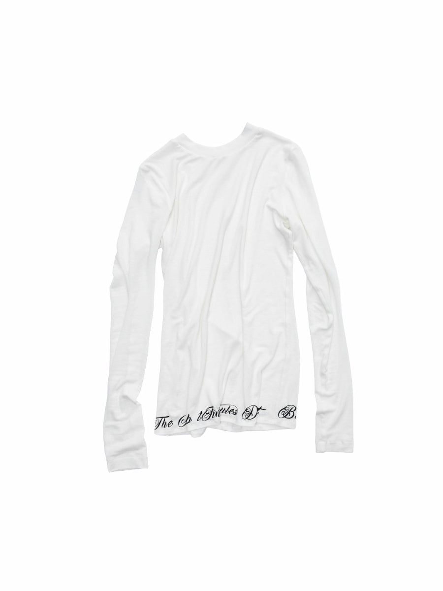 Basic Letter Print Semi-Sheer Long Sleeve Tee