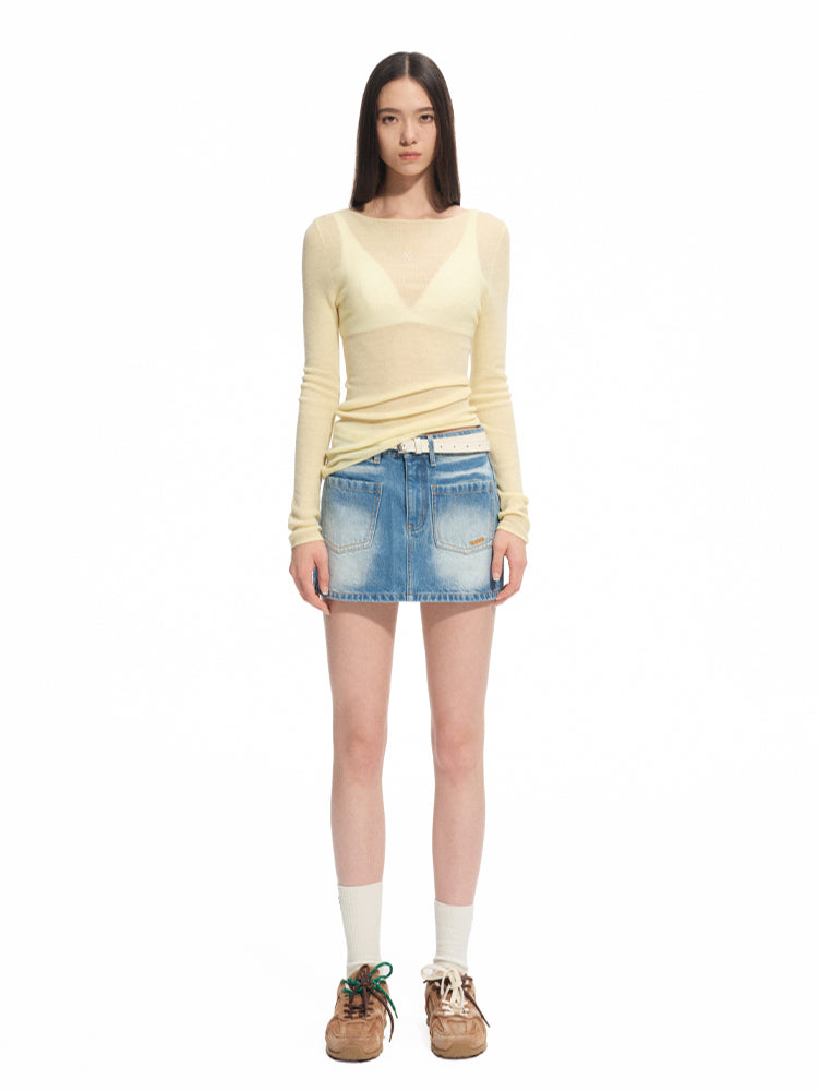 Wool Thin Crew-neck Long-sleeve Top