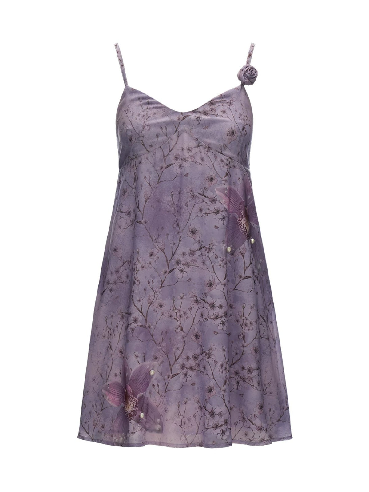 Purple Floral Strap Mini Dress