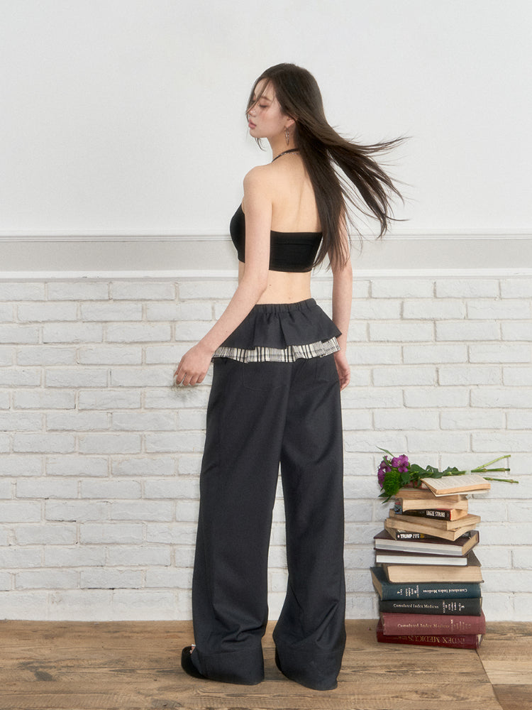 Ribbed Lace Panel Tank Top